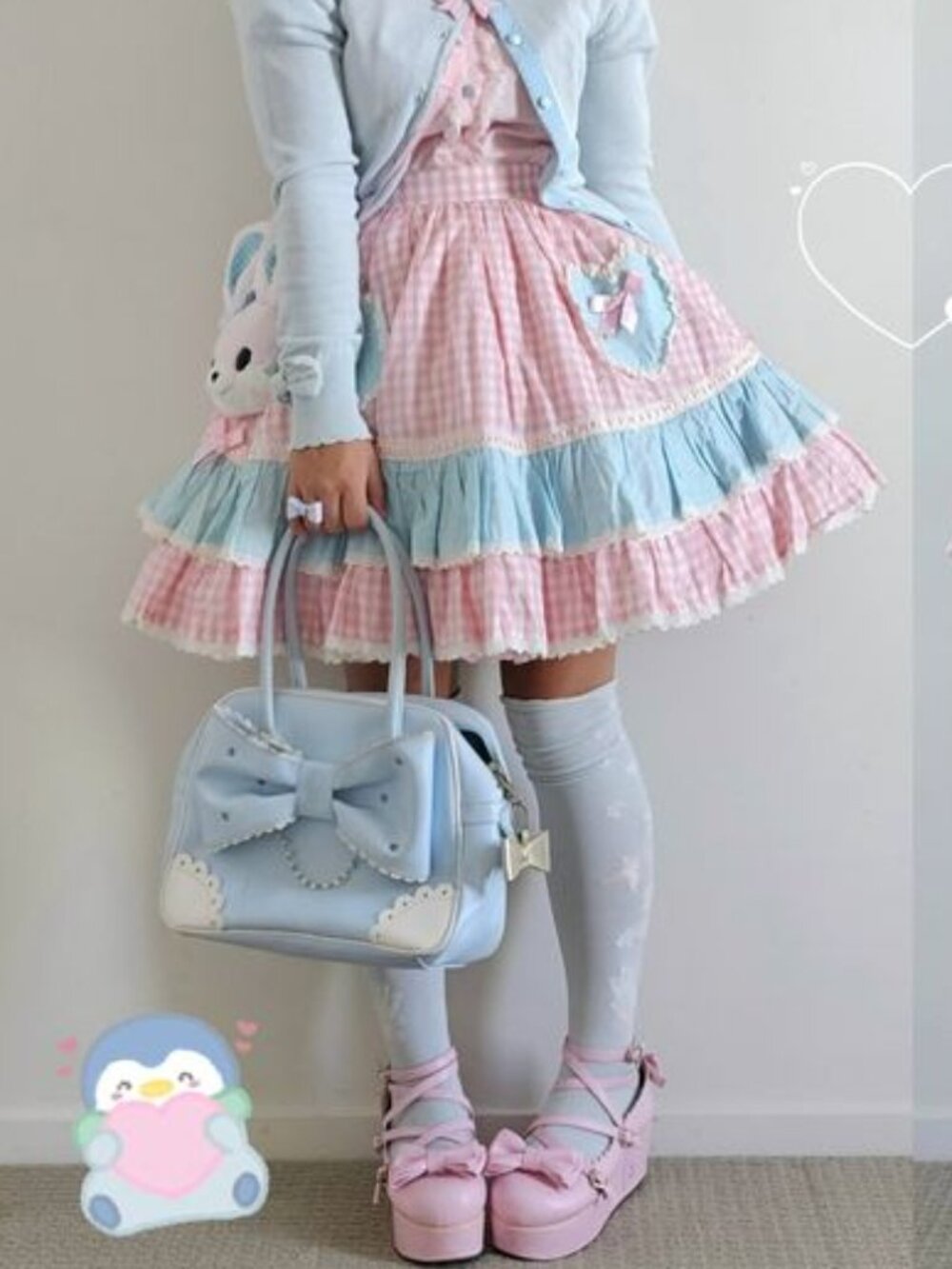 BNWT Angelic Pretty Sweet Lolita Pastel Gingham Skirt, O/S